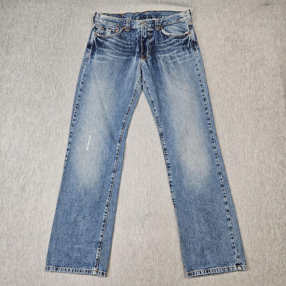 Lucky Brand Rusty Vintage Jean Mens 32 Blue Relaxed Straight Light Wash Made USA